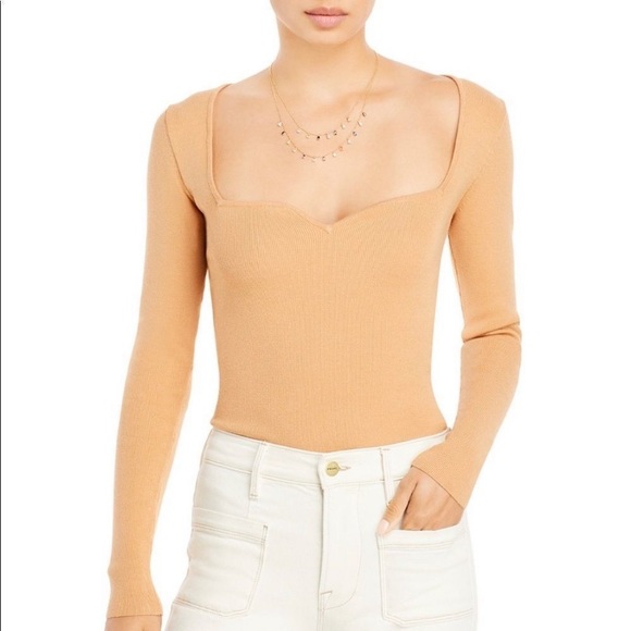 AQUA X SCOUT IN THE CITY Sweetheart Neck Bodysuit in Camel - Picture 3 of 3